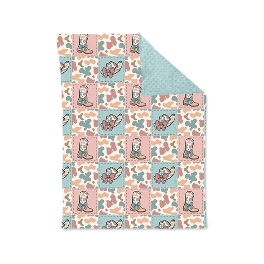 presale BL0188 Bow cowboy hat boots camouflage plaid baby blanket  2024 10.30