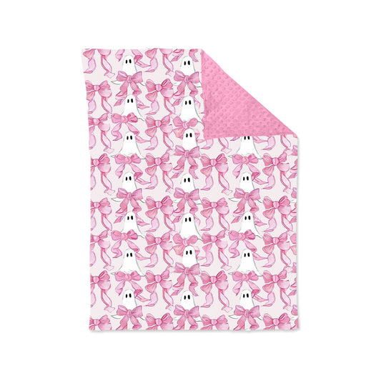 presale BL0208 Pink bow ghost baby girls Halloween blanket  D 5.16