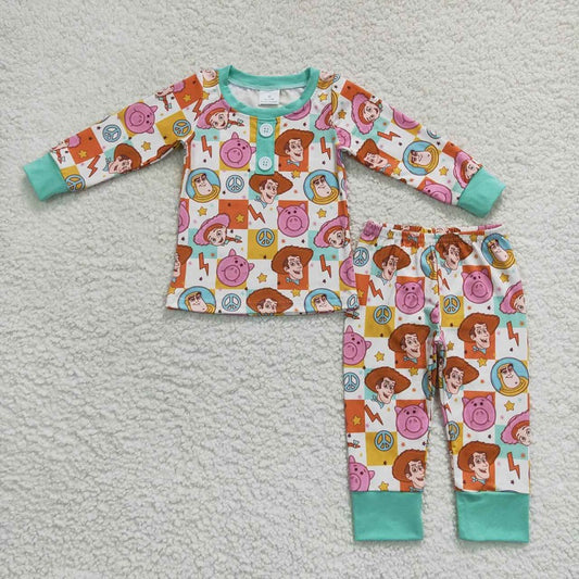 BLP0279  cartoon plaid long sleeve trousers suit
