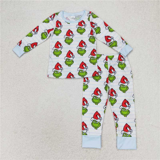 BLP0475  Bamboo Blue Striped Long Sleeve Long Pants Pajama Set