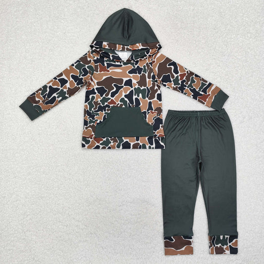 BLP0962  Beige camouflage hooded long-sleeved pants suit with pockets
