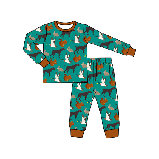 presale BLP1069  Long sleeves duck dog turkey kids boys pajamas D 5.16