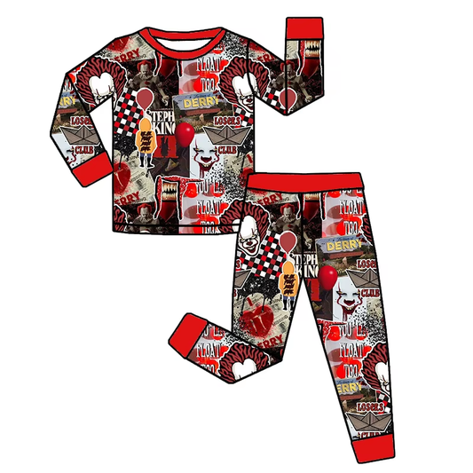 presale BLP1103  Baby Boys Long Sleeves Red Cartoon Derry Top Pant Pajamas Set D 6.10