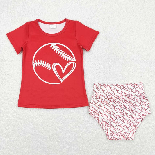 GBO0244 Baseball red short-sleeved love briefs bummies set