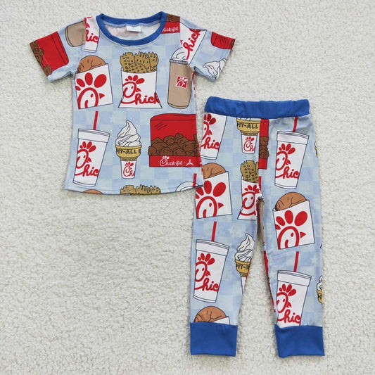BSPO0148 Blue Short Sleeve Trousers Suit
