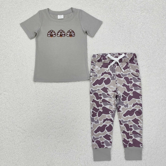 BSPO0482  Camouflage Turkey Grey Short Sleeve Pants Set
