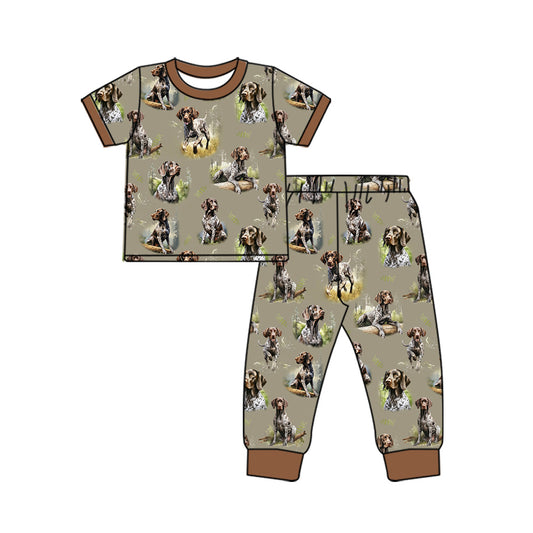 presale BSPO0514  Puppy Gray Green Short Sleeve Long Pants Pajama Set 2024 10.17