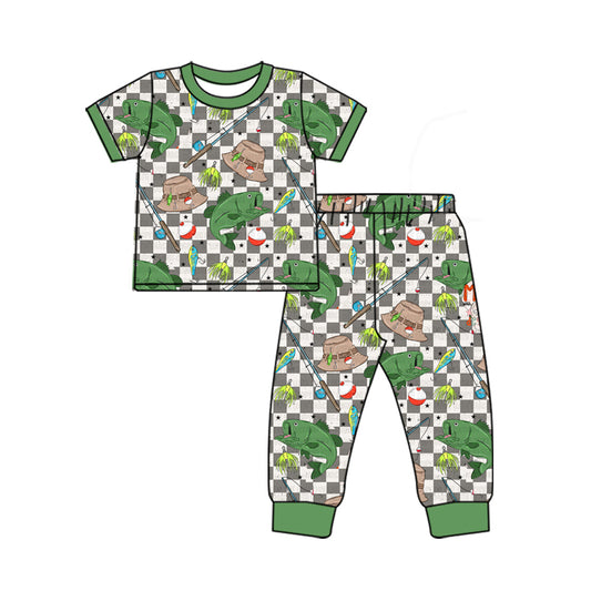 presale BSPO0538 Baby Boys Checkered Fishing Shirt Pants Pajamas Clothes Sets   2024 11.26
