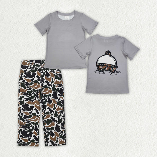 BSPO0549 Boys Fishing Shirt Camouflage Denim Jeans Pants Clothes Sets