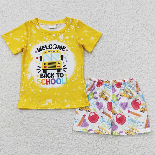 BSSO0252 Baby Boys back to school trolley short sleeve shorts suit