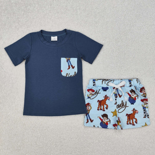 BSSO1213 Baby Boys Howdy Toy Blue Shirts Shorts Clothes Sets D 3.3