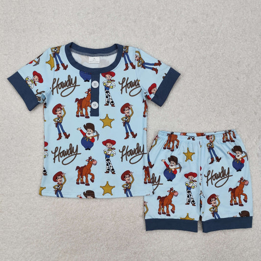 BSSO1214  Baby Boys Howdy Toy Blue Shirts Shorts Pajamas Clothes Sets