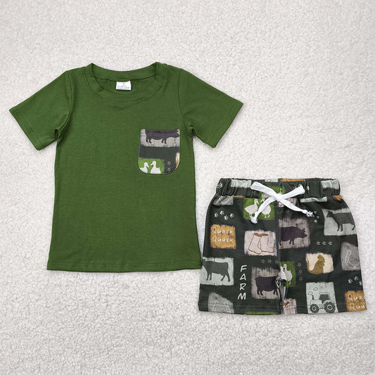 BSSO1390 Baby Boys Western Cow Boots Shirt Shorts Clothes Sets  D 4.21