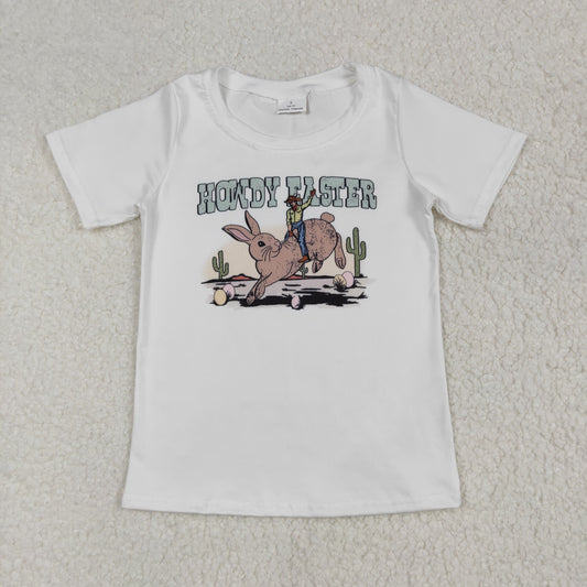 BT0559 Baby Boys Howdy Easter Rabbit Cactus Tee Shirts Tops