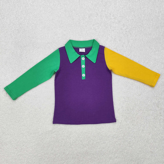 BT0997  Carnival yellow, green and purple long-sleeved top
