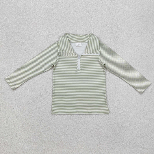 BT1005 Baby Boys Green Stripes Zip Shirt Tops