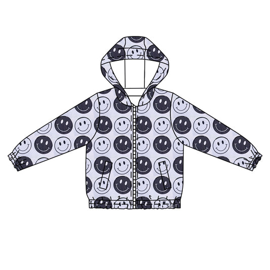 preorder BT1087  Baby Boys Grey Smile Hooded Top Zip Tops 2024 11.5