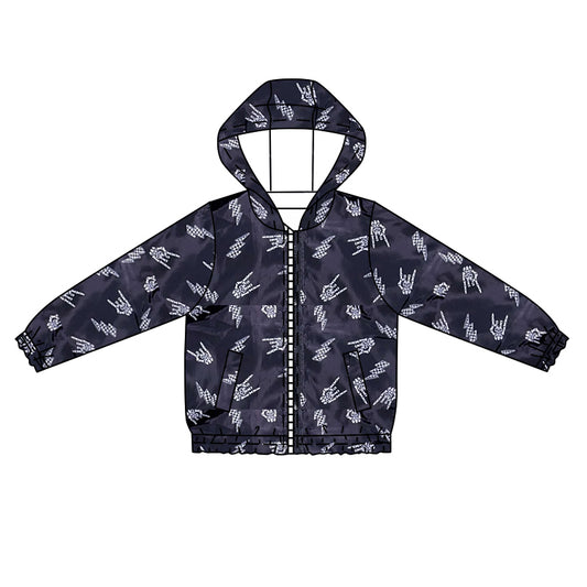 preorder BT1088  Skull Sign Black Zip-Up Hooded Long Sleeve Top  2024 11.5
