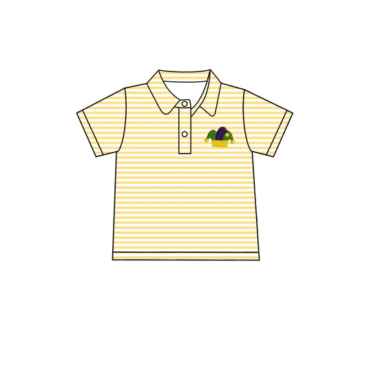 presale BT1093  Carnival Hat Yellow Striped Short Sleeve Top 2024 11.11