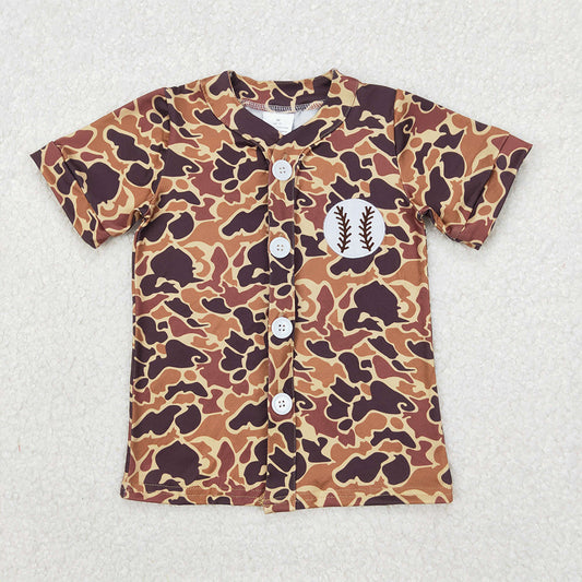 BT1102  Baby Boys Brown Camo Baseball Short Sleeve Tee Shirts Tops  D 3.21