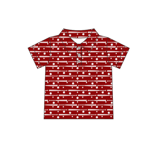 presale BT1122 Baseball Stars Red Short Sleeve Top  2024 11.30