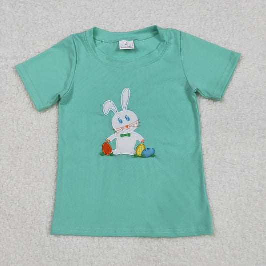 BT1132  Embroidered Easter Bunny Egg Short Sleeve Top