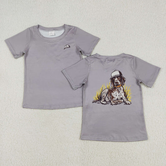 BT1149  Baby Boys Grey Dog Short Sleeve Tee Shirts Tops D 4.8