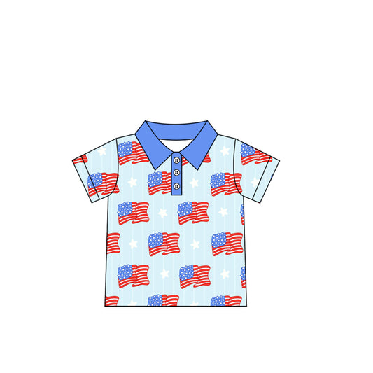 presale BT1161  Baby Boys 4th of July Flags Buttons Pullovers Tee Shirts Tops  2025 1.3