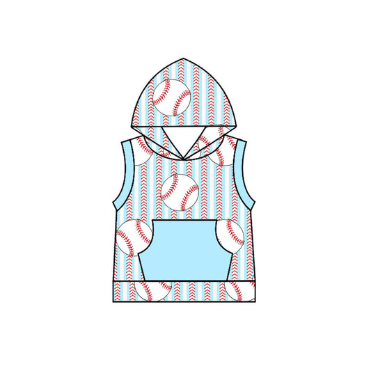 presale BT1181  Baby Boys Baseball Stripes Hooded Pocket Tee Shirts Tops  D 2.10