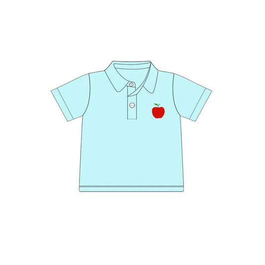 presale BT1183  Baby Boys Blue Back To School Apple Pullovers Tee Shirts Tops D 2.13