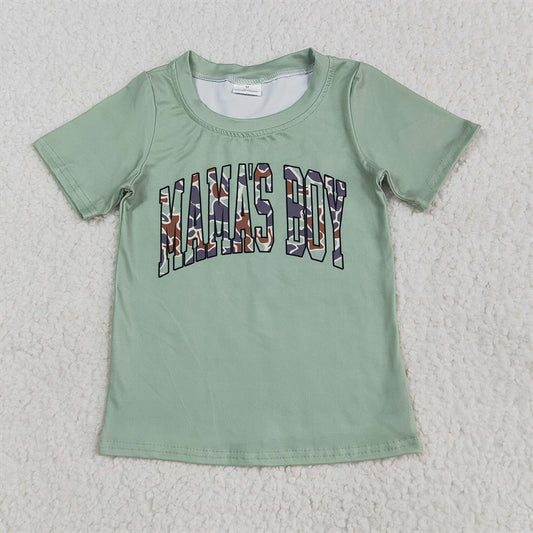 BT1184  Baby Boys Green Mama's Boy Camouflage Short Sleeve Tee Shirts Tops D 5.22
