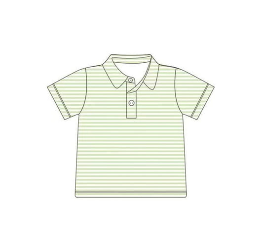 presale BT1198 Baby Boys Green Stripes Buttons Pullovers Tee Shirts Tops  D 3.5