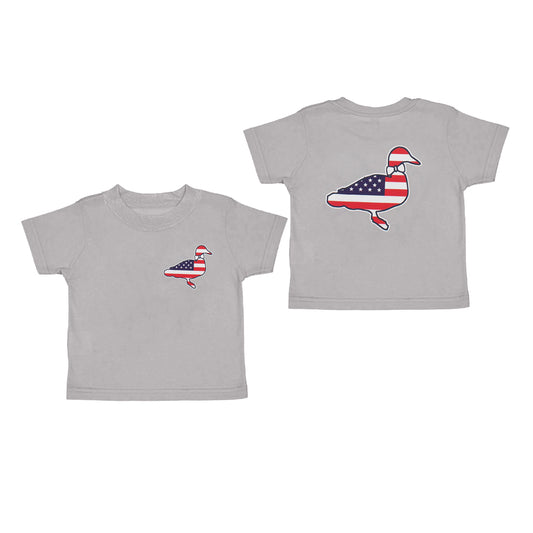 presale BT1199  Baby Boys Grey 4th Of July Ducks Tee Shirts Tops  D 3.5