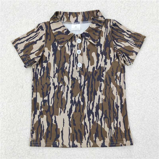 BT1207  Baby Boys Short Sleeves Olive Bottomland Camo Button Polo Shirts Top  D 3.22