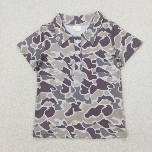 BT1211  Baby Boys Short Sleeves Gray Camo Polo Shirts Top  D 4.7