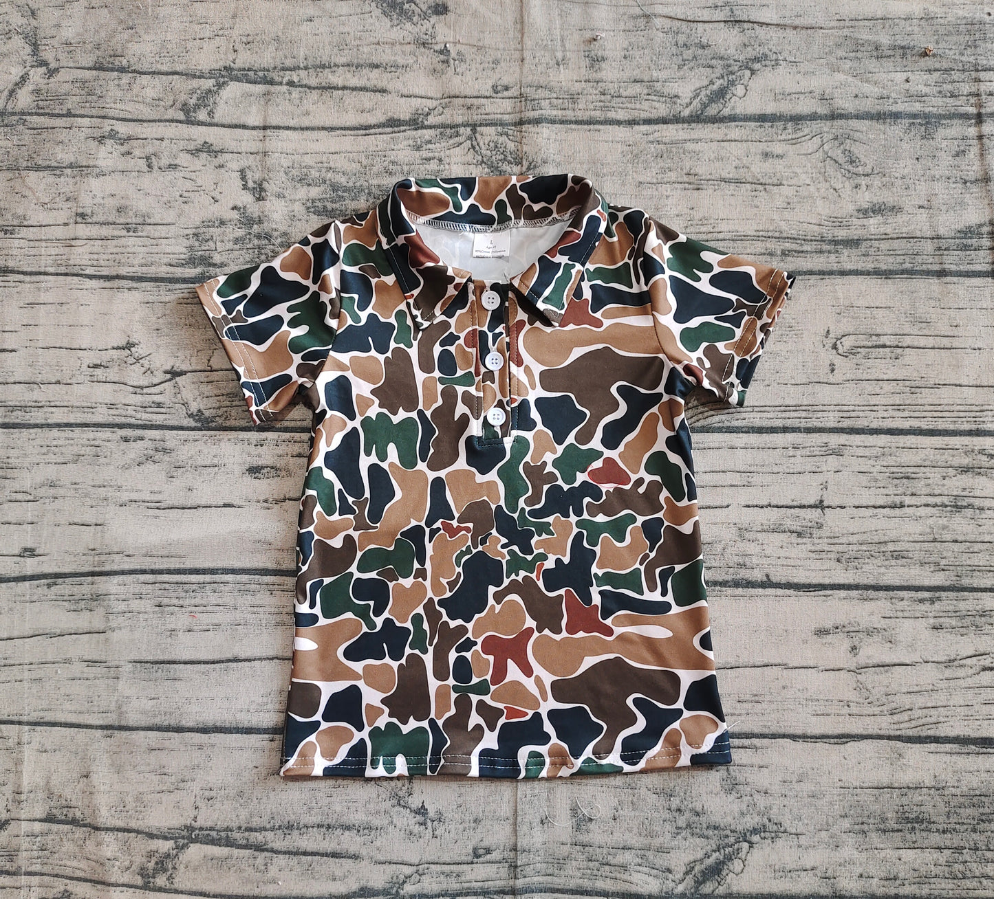 BT1213  Baby Boys Short Sleeves Button Olive Camo Polo Shirts Top  D 4.4