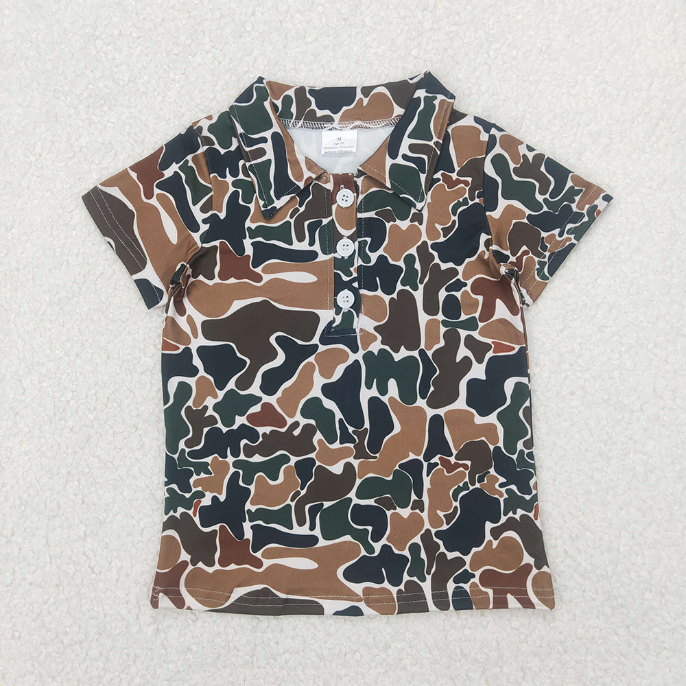 BT1213  Baby Boys Short Sleeves Button Olive Camo Polo Shirts Top  D 4.4