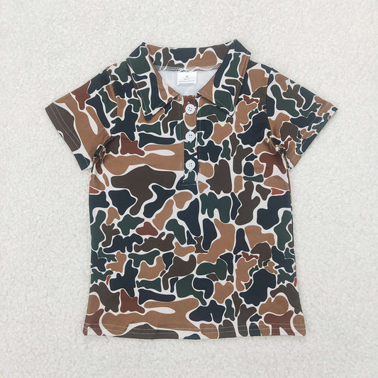 BT1213  Baby Boys Short Sleeves Button Olive Camo Polo Shirts Top  D 4.4