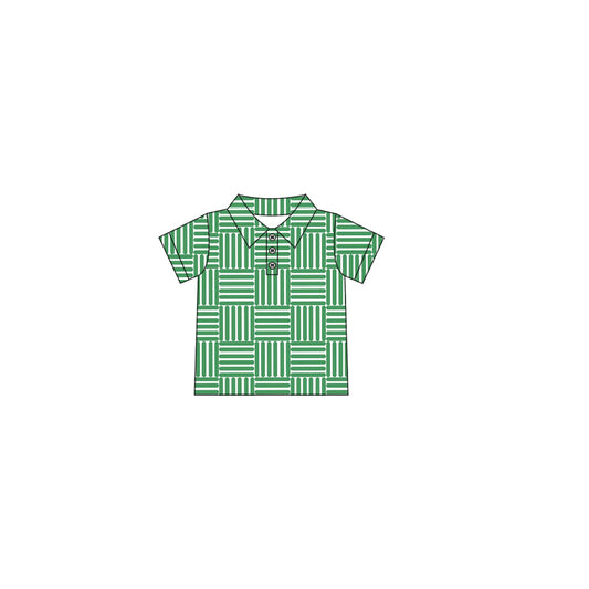 presale BT1216 Baby Boys Button Green Plaid Polo Shirts Top   D 3.27