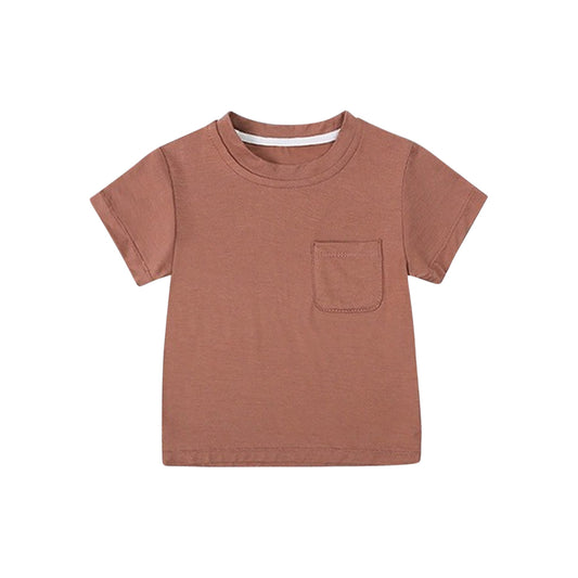 presale BT1218 Brown Pocket Boys Summer Tee Shirts Top  D 3.29