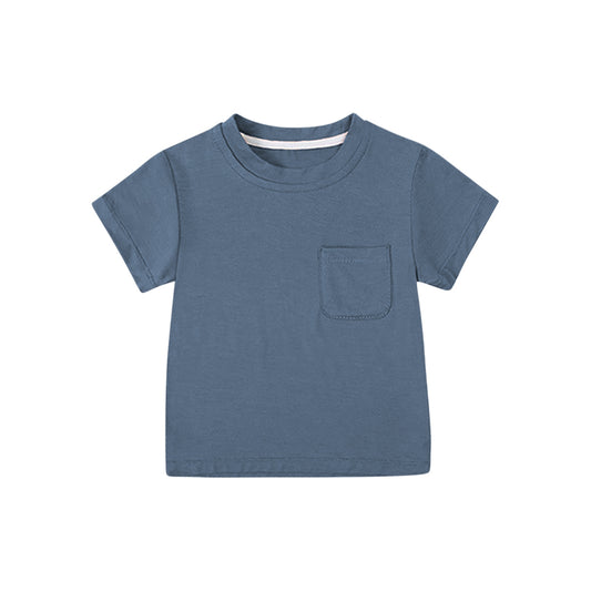 presale BT1219  Dark Blue Pocket Boys Summer Tee Shirts Top D 3.29