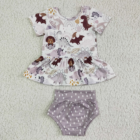 GBO0031   Baby girls dinosaur bummie summer sets  D 3.1