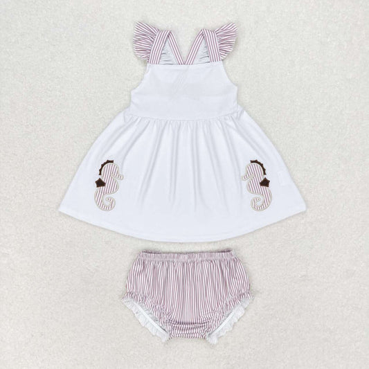 GBO0350 Seahorse white flying sleeve striped briefs suit