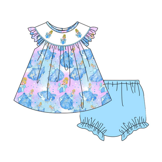 presale GBO0375 Princess blue and purple short-sleeved briefs suit