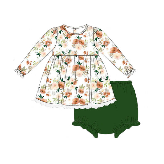 presale GBO0425 Orange flower white long sleeve green briefs set