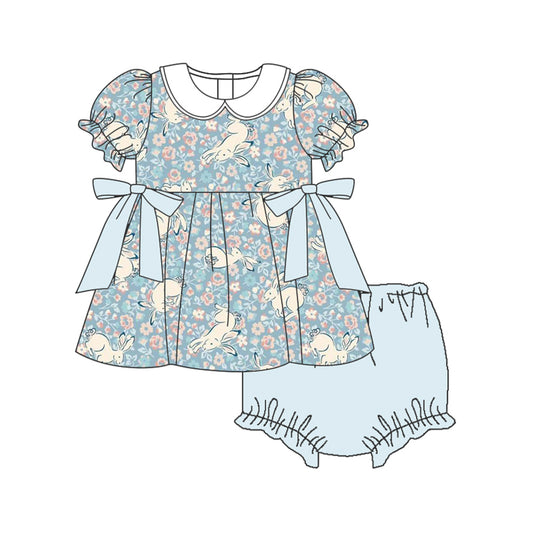 presale GBO0444 Flower rabbit light blue bowknot doll collar short-sleeved briefs suit  2024 9.28