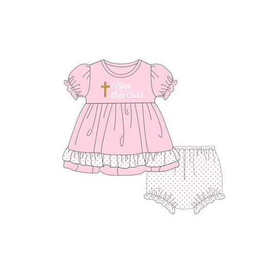 presale GBO0454  Pink Short Sleeve Polka Dot Bummies Set 2024 11.13