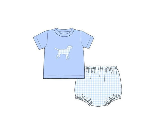 presale GBO0470   Baby Boys Blue Dog Short Sleeve Tee Top Bummies Clothes Sets D 3.4