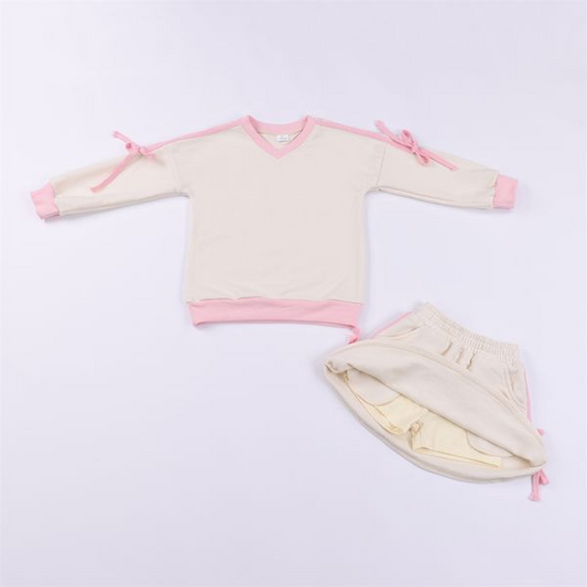 custom  Solid beige long-sleeved skirt suit  D 5.20