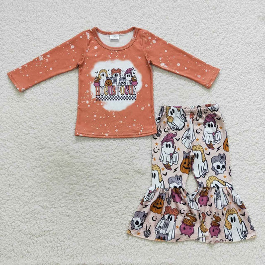 GLP0672 Pumpkin Ghost Long Sleeve Pants Suit